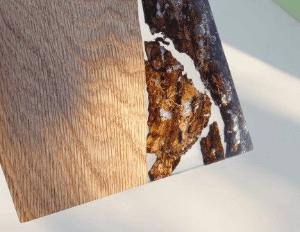 décapsuleur mural bois résine inclusion écorce naturelle